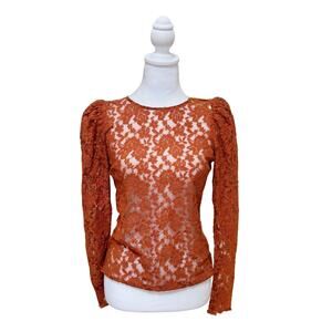 Notes Du Nord Rubina Lace Blouse 6 Orange NWT